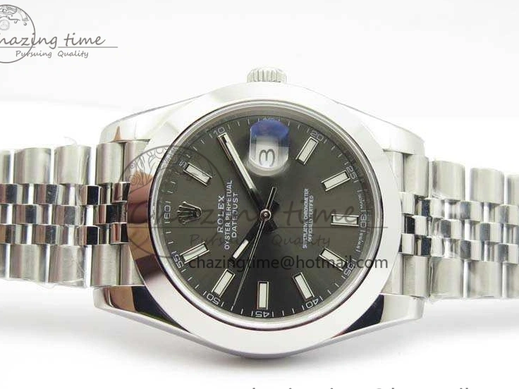 MiroTime 0701 DateJust Smooth Bezel SS Noob 1:1 Best Edition Gray Sticks Dial On Jubilee Bracelet A Packable 3505